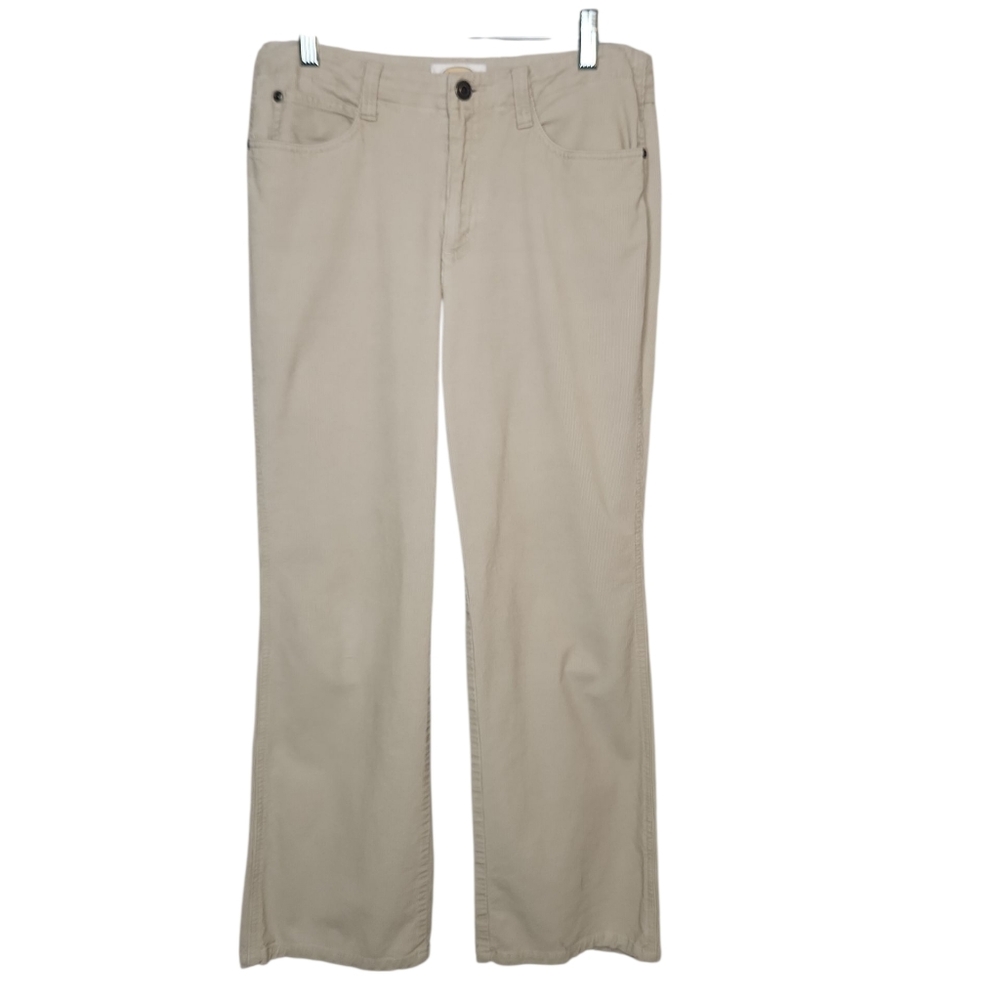 Talbots Women's Petite Tan Stretch Corduroy Flare Cotton Pants Size 6P